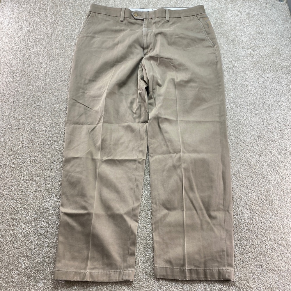 Ralph Lauren Chino Pants Mens 38x30 Tan Khaki 100% Cotton Flat Front Trousers